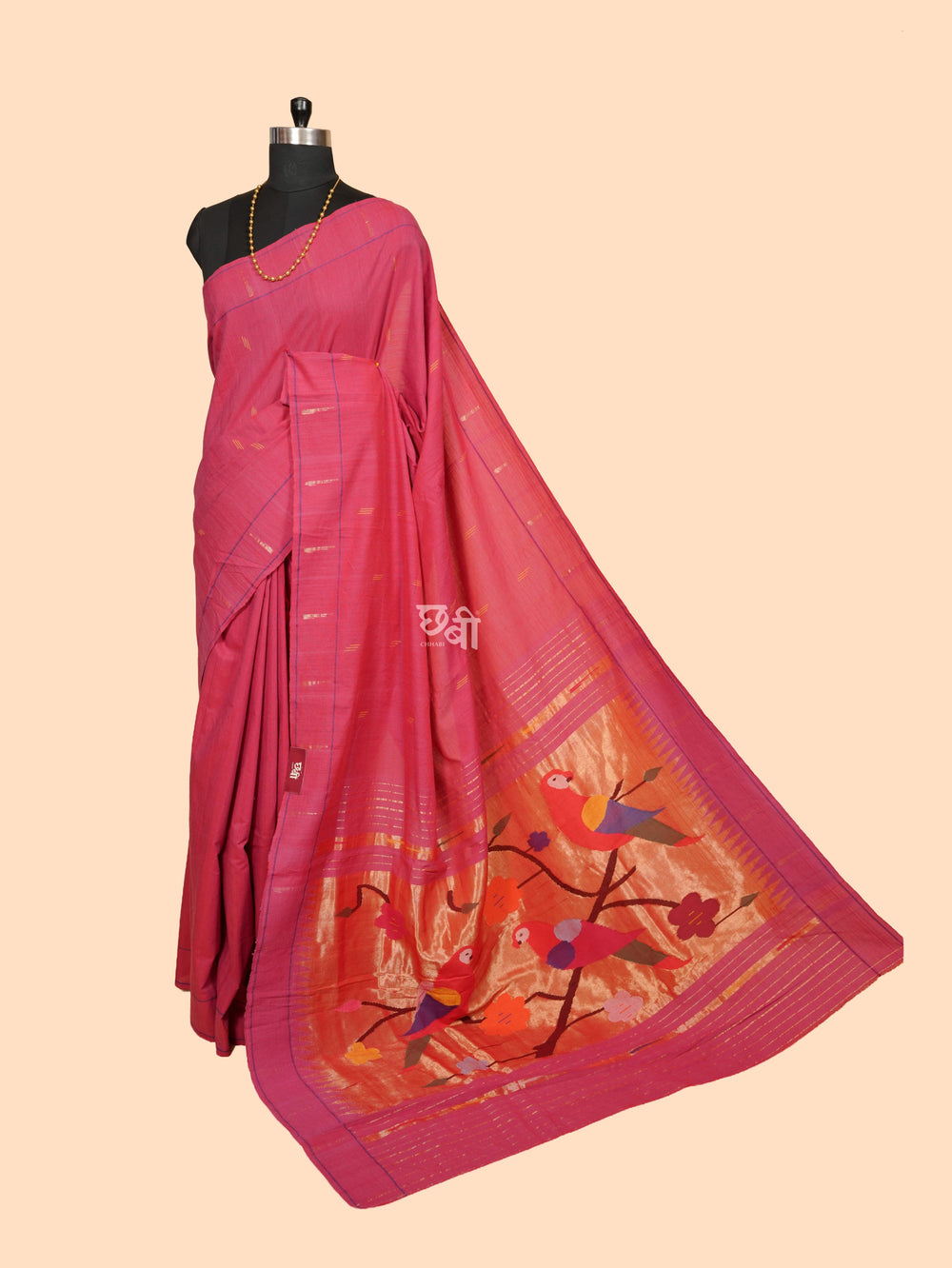 Pure Handloom Cotton Paithani Saree with Muniya Border