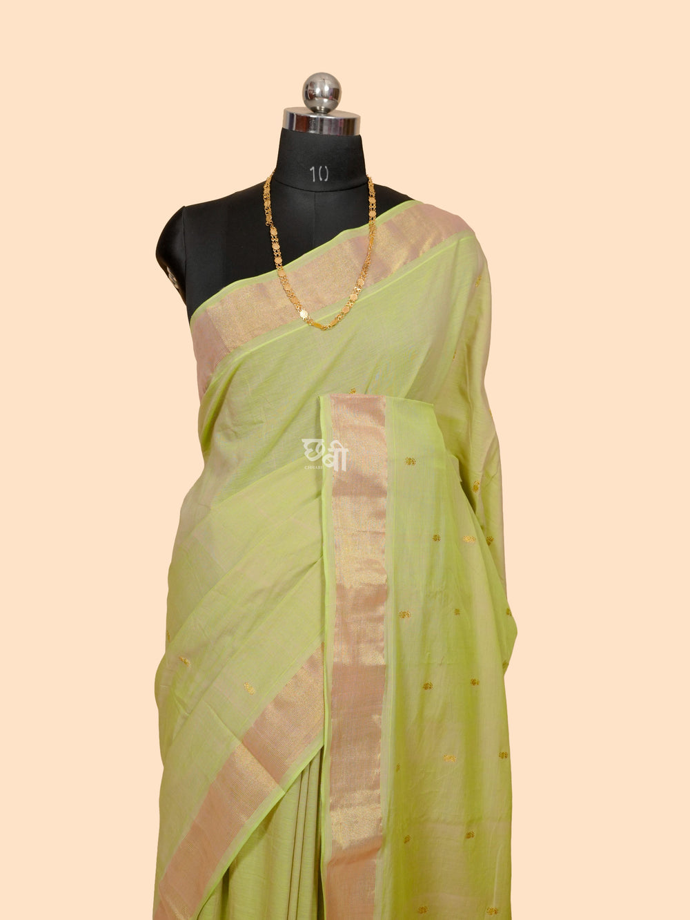 Pure Handloom Cotton Paithani Saree – Plain Golden Border