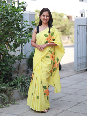 Phulrani Handblock Print Mul Cotton Saree
