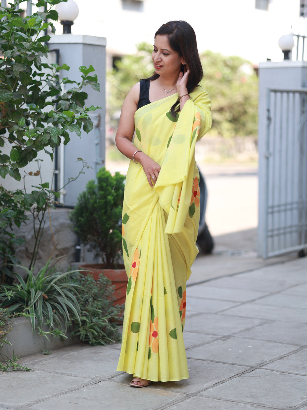 Phulrani Handblock Print Mul Cotton Saree