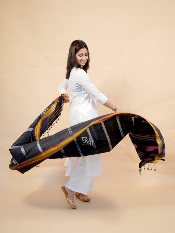 Pure Handloom Silk Ilkal Dupatta