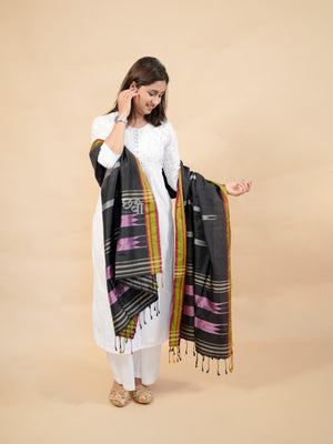 Pure Handloom Silk Ilkal Dupatta