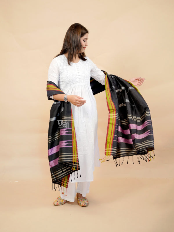 Pure Handloom Silk Ilkal Dupatta
