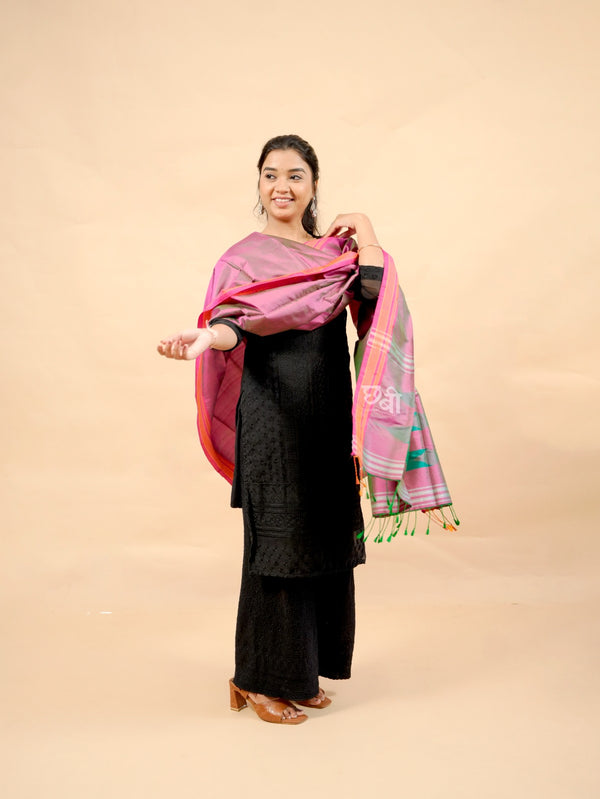 Pure Handloom Silk Ilkal Dupatta