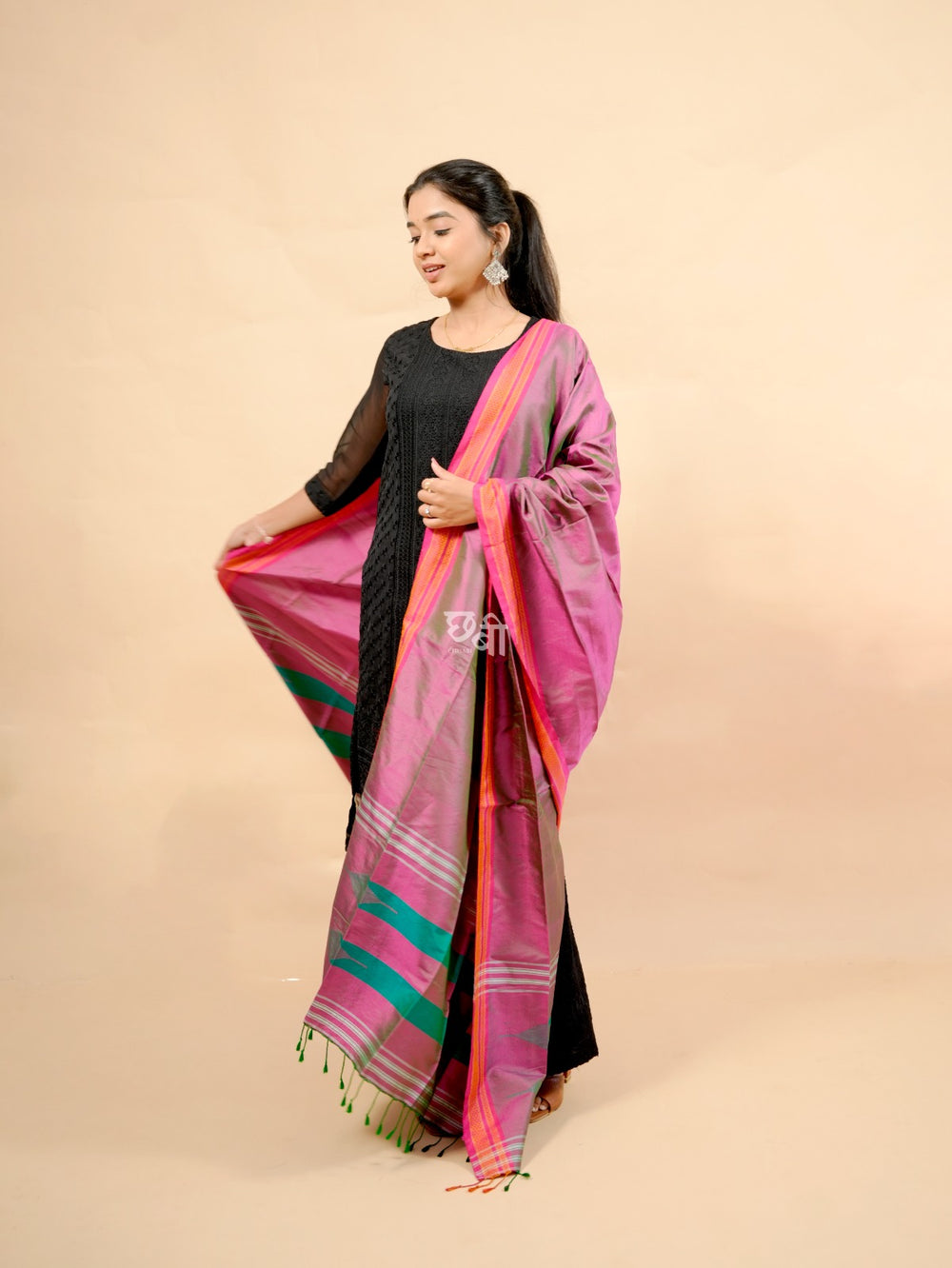 Pure Handloom Silk Ilkal Dupatta