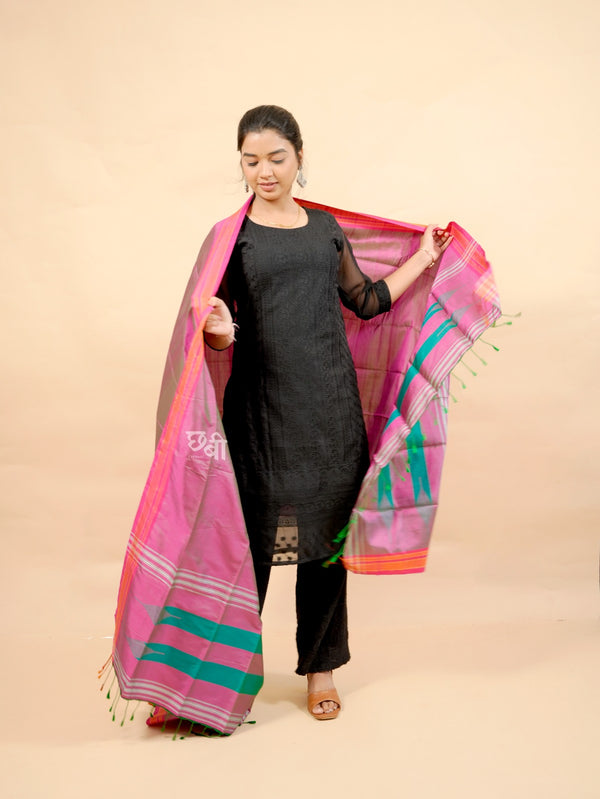 Pure Handloom Silk Ilkal Dupatta