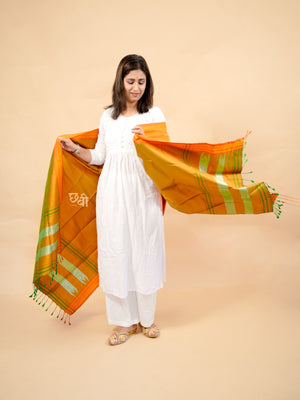 Pure Handloom Silk Ilkal Dupatta