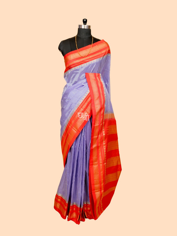 Ilkal Art Silk Small Checks Saree