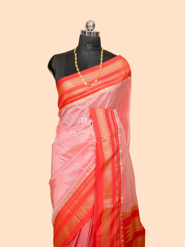 Ilkal Art Silk Small Checks Saree