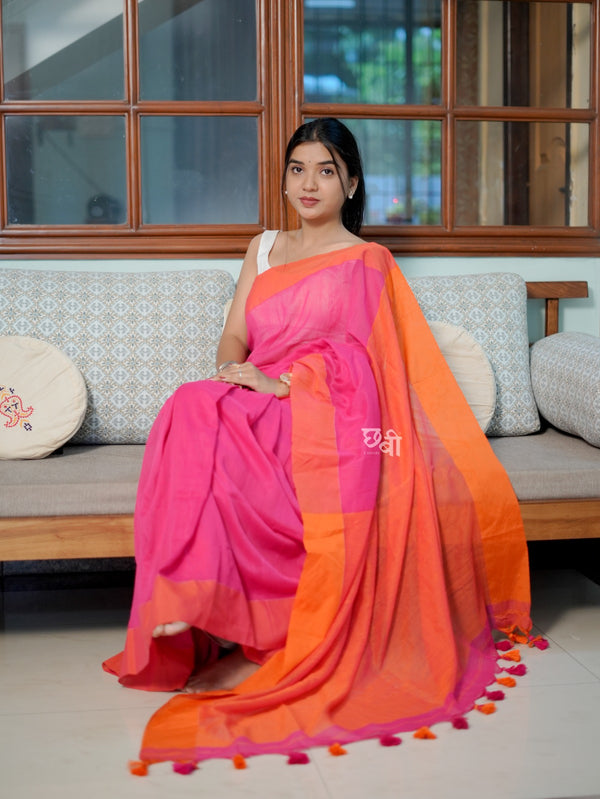 Contrast Border Khadi Cotton Saree