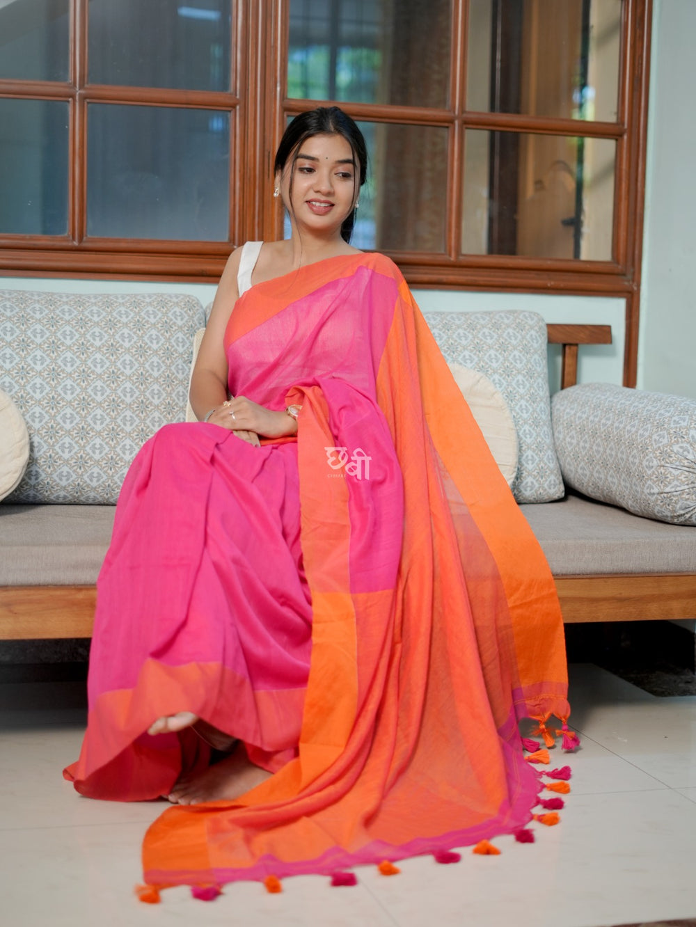 Contrast Border Khadi Cotton Saree