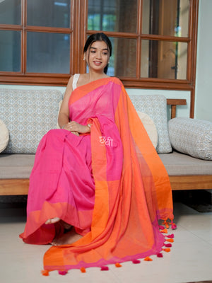 Contrast Border Khadi Cotton Saree