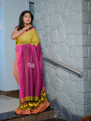Contrast Border Khadi Cotton Saree