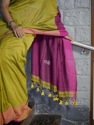 Contrast Border Khadi Cotton Saree