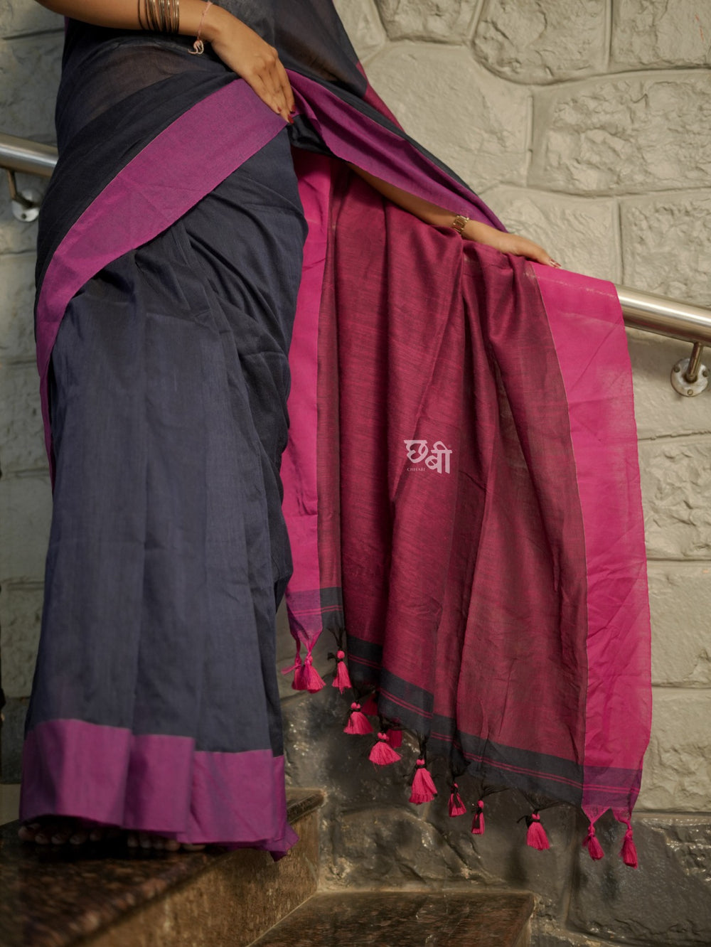 Contrast Border Khadi Cotton Saree
