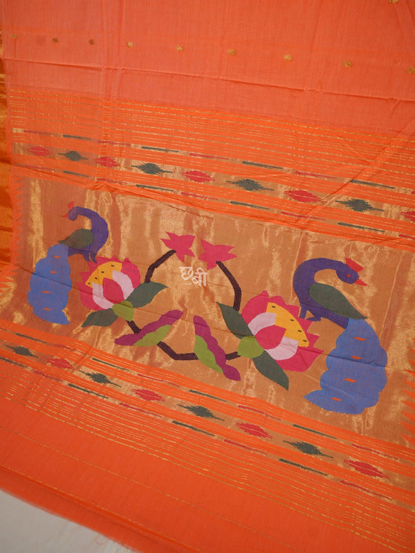 Pure Handloom Cotton Paithani Saree