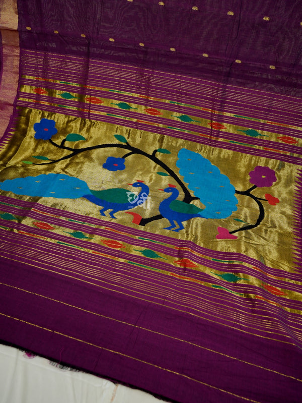 Pure Handloom Cotton Paithani Saree