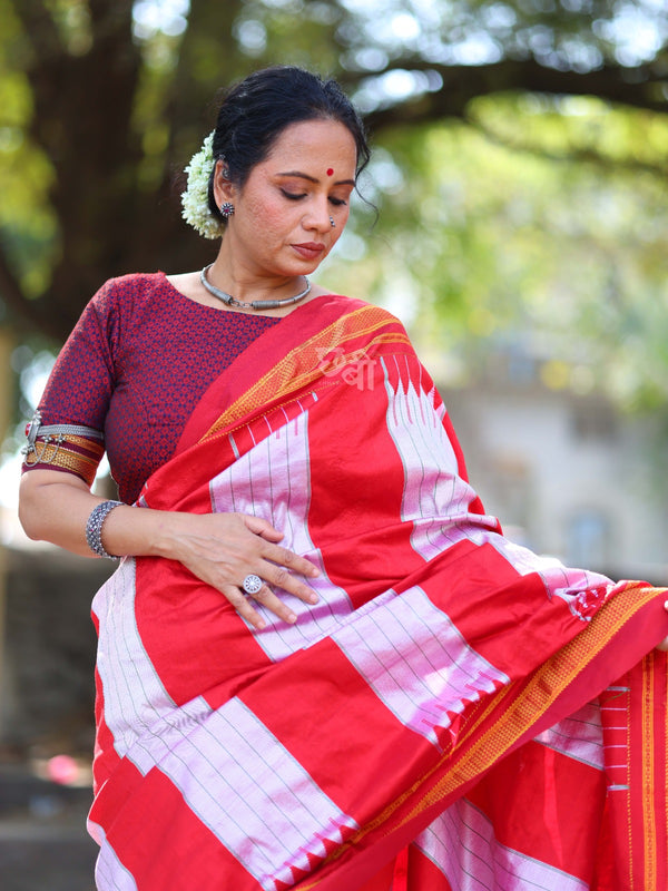 Pure Silk Handloom Tope Design Ilkal Saree