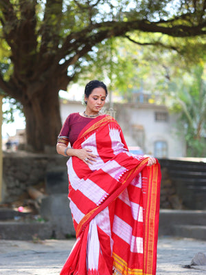Pure Silk Handloom Tope Design Ilkal Saree