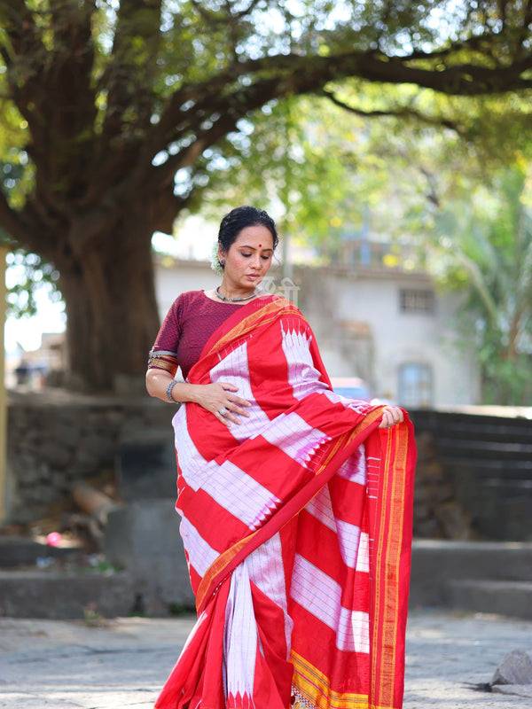 Pure Silk Handloom Tope Design Ilkal Saree