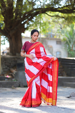 Pure Silk Handloom Tope Design Ilkal Saree