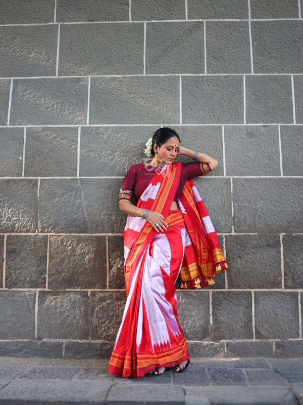 Pure Silk Handloom Tope Design Ilkal Saree