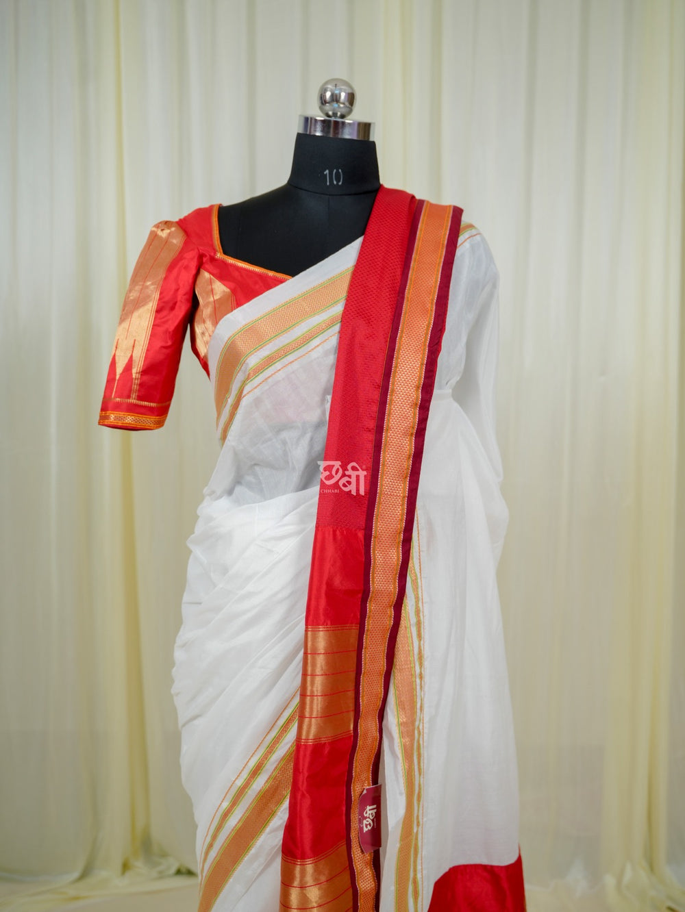 White Ilkal Saree – Pure Silk Tope Pallu