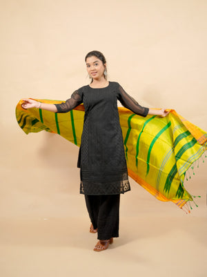 Pure Handloom Silk Ilkal Dupatta