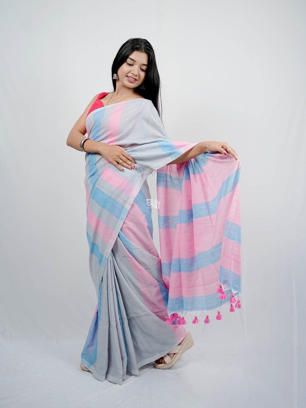 Multicolor Khadi Mul Cotton Saree