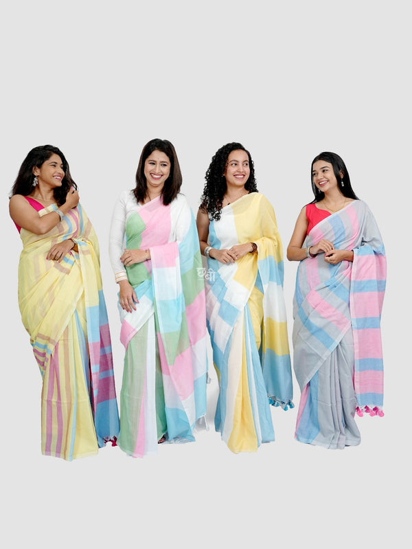 Multicolor Khadi Mul Cotton Saree
