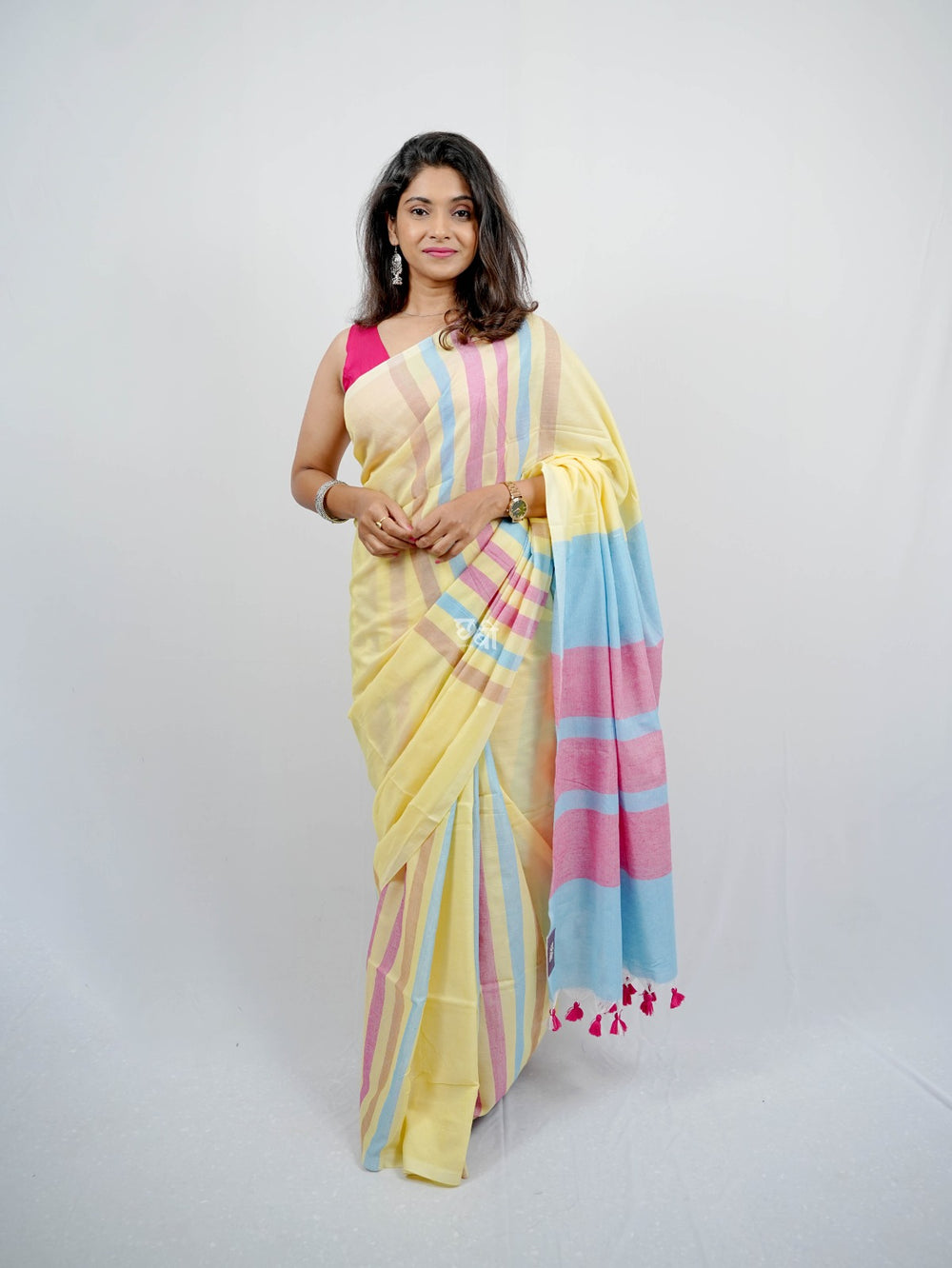 Multicolor Khadi Mul Cotton Saree