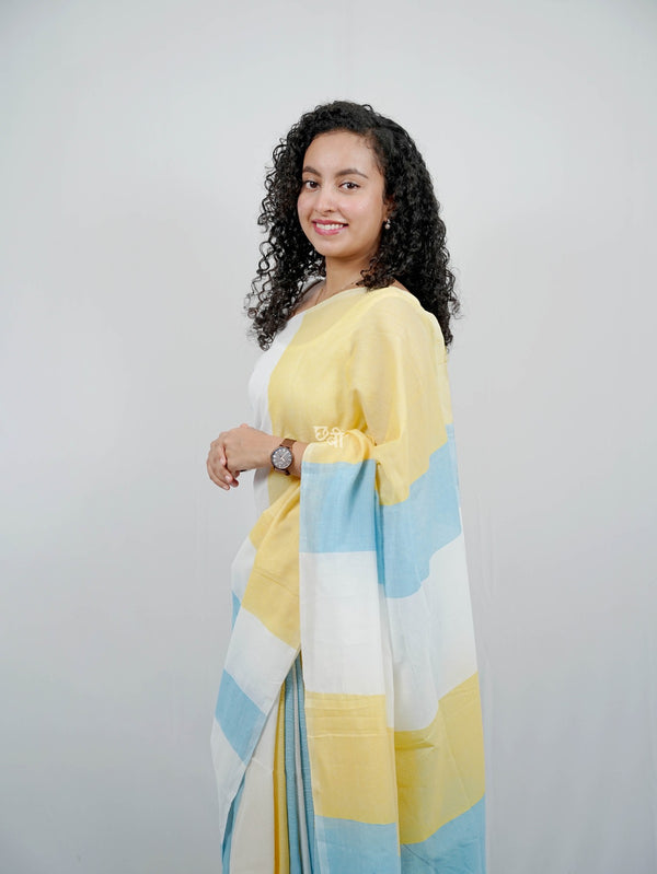 Multicolor Khadi Mul Cotton Saree