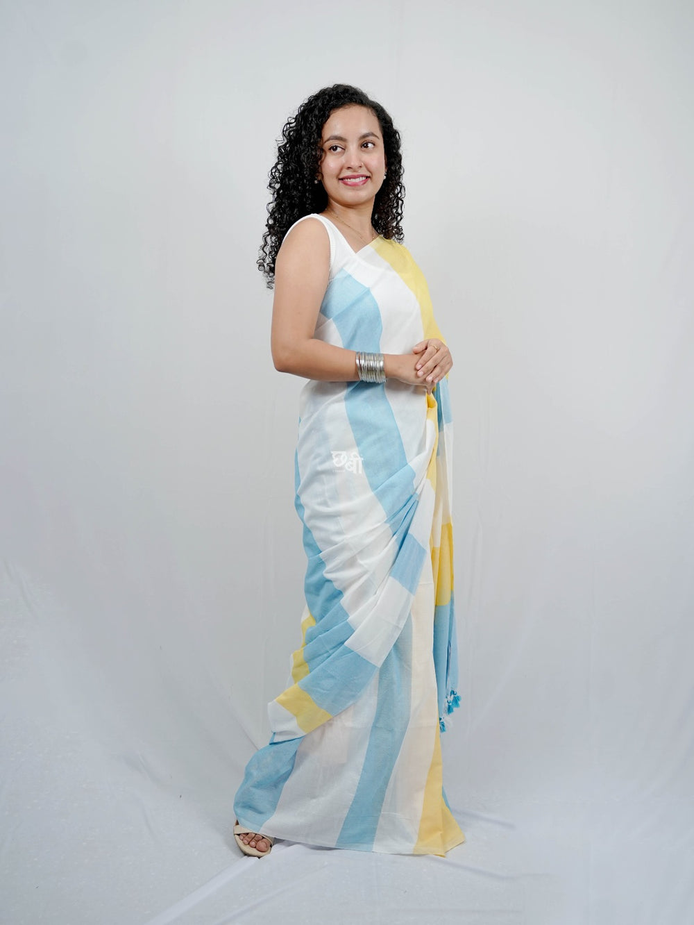 Multicolor Khadi Mul Cotton Saree